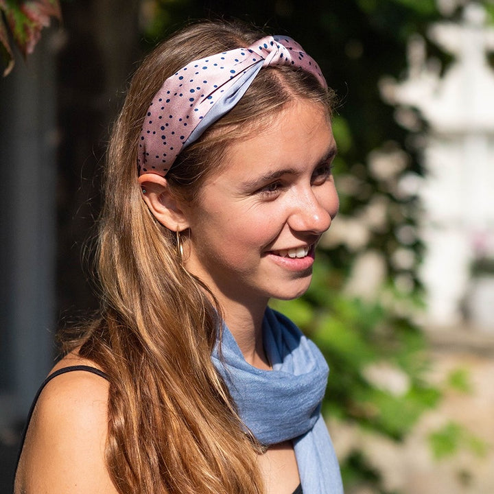 PINK & GREY DOTTY HEADBAND