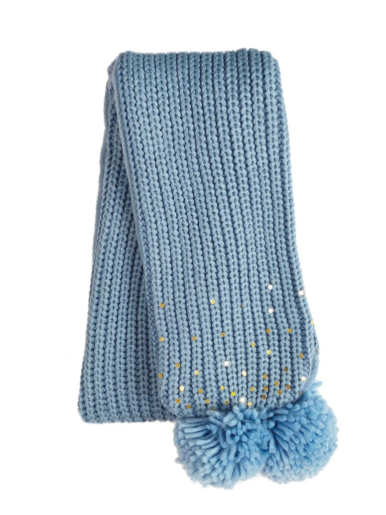 SHIMMER BLUE SEQUIN KNITTED SCARF