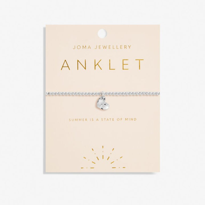 SILVER HAMMERED HEART ANKLET