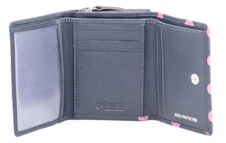LEATHER NAVY AND FUCHSIA SPOT PURSE