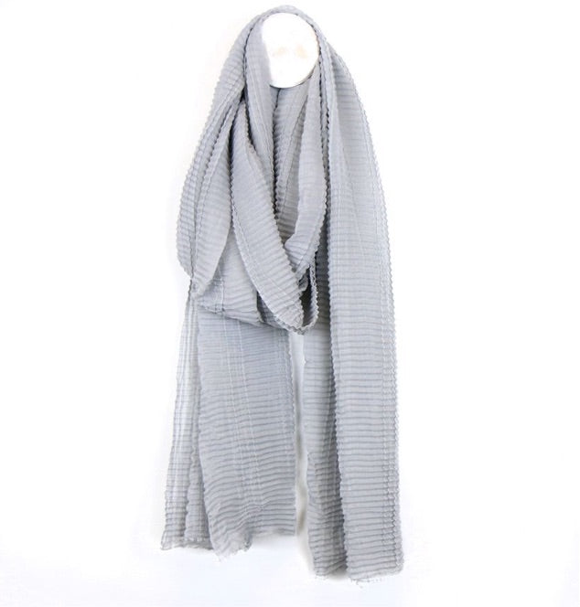GREY LIGHT WEIGHT CRINKLE SCARF