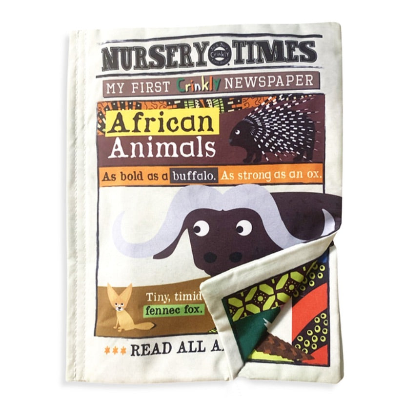 NURSERY TIMES CRINKLY NEWSPAPER - AFRICAN ANIMALS