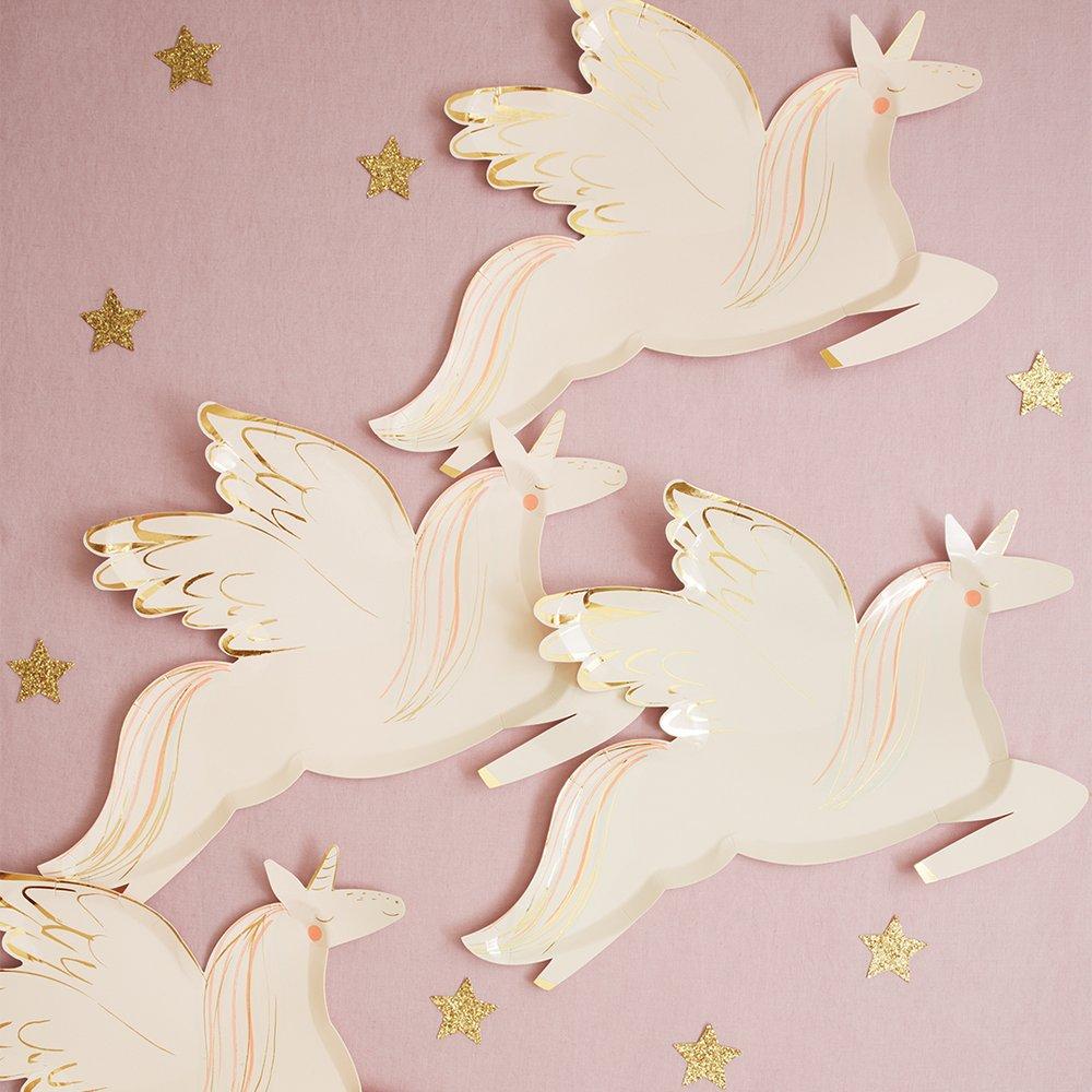 WINGED UNICORN SET OF 8 PARTY PLATES