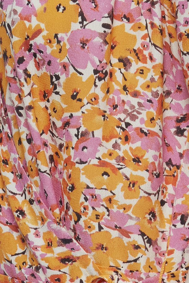 PEACH PURE MIX FLOURI WRAP DRESS