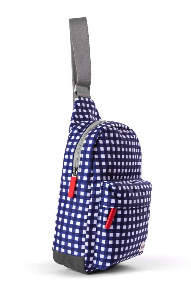 GINGHAM LARGE WILLESDEN RECYCLED CANVAS SLING BAG