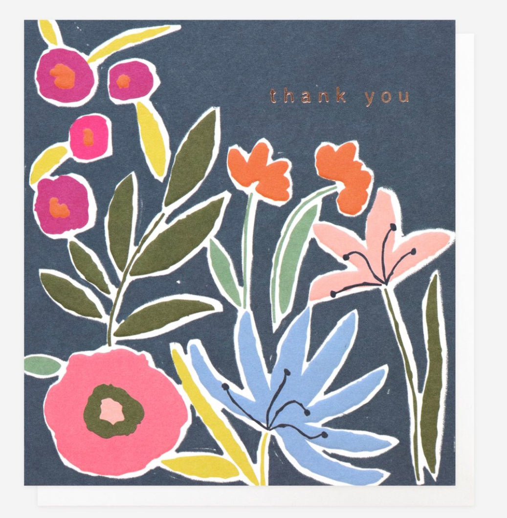 NAVY FLORAL THANK YOU CARD