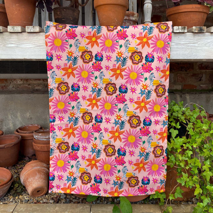 ZEBRA FLOWER POWER TEA TOWEL