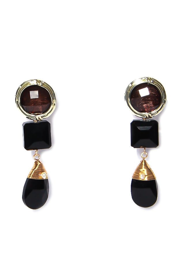 BLACK & GOLD TIER DROP EARRINGS