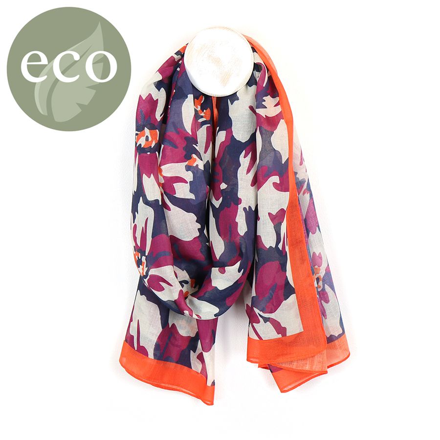 RECYCLED PURPLE MIX GRAPHIC FLOWER SCARF