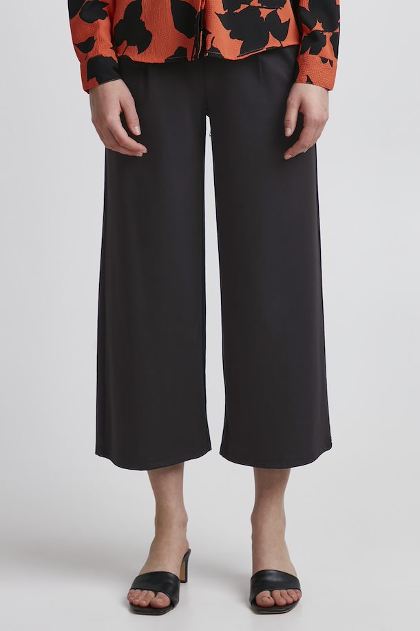 KATE BLACK WIDE LEG ANKLE TROUSERS