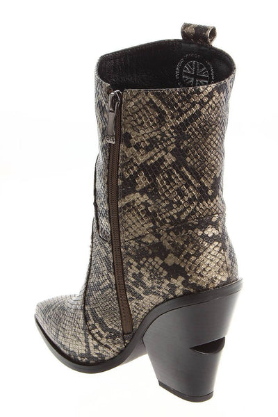 BRONZE REPTILE HEELED BOOT