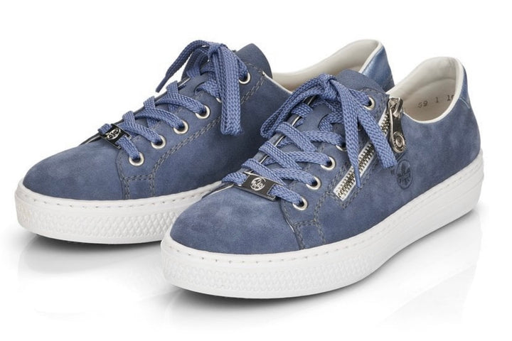 BLUE SUEDE ZIP DETAIL TRAINER