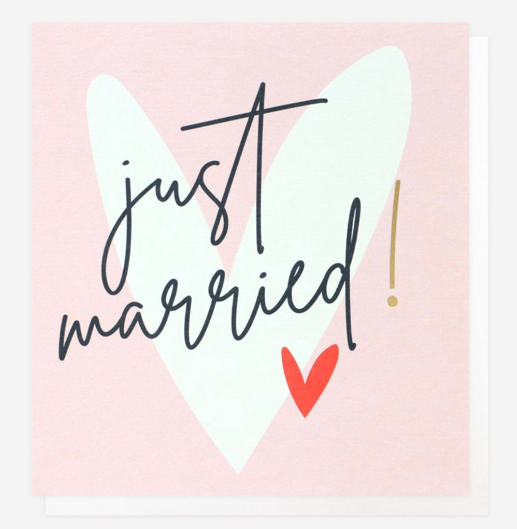 JUST MARRIED HEARTS WEDDING CARD