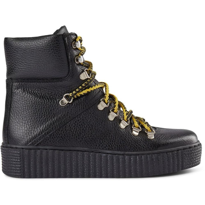AGDA BLACK LEATHER LACE-UP BOOT
