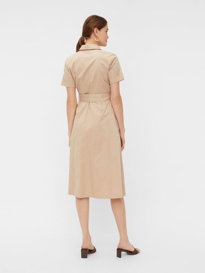 TAUPE UTILITY MIDI DRESS