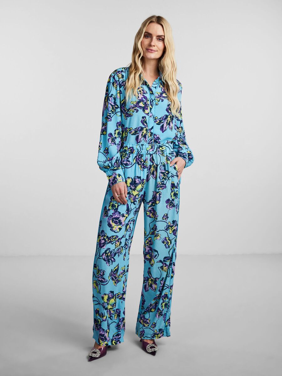 BLUE TOPAZ FLORAL TROUSERS