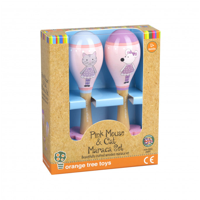 PINK MOUSE AND CAT MARACA SET
