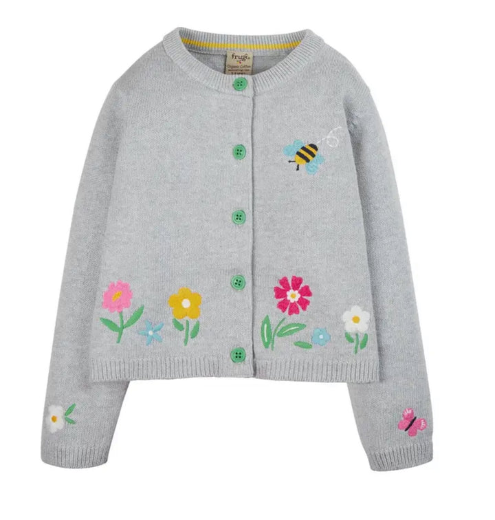 MILLIE GREY/FLOWERS EMBROIDERED CARDIGAN