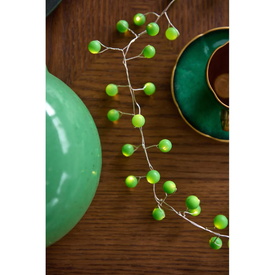 SNOWBERRY GREEN GARLAND LIGHTS