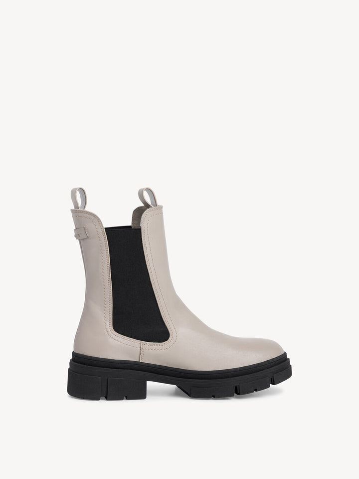 LIGHT GREY LEATHER CHUNKY CHELSEA BOOT