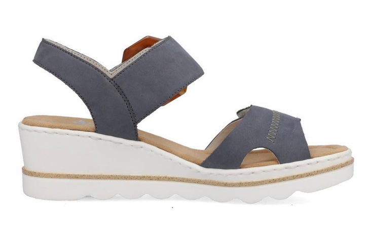 BLUE VELCRO BUCKLE WEDGE SANDAL