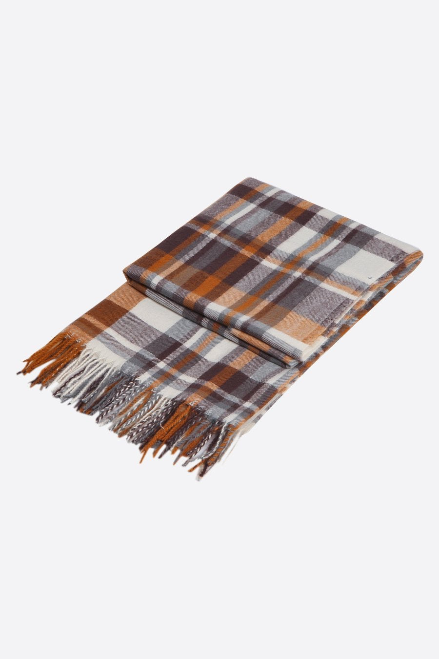 TAN CHECKED BLANKET SCARF