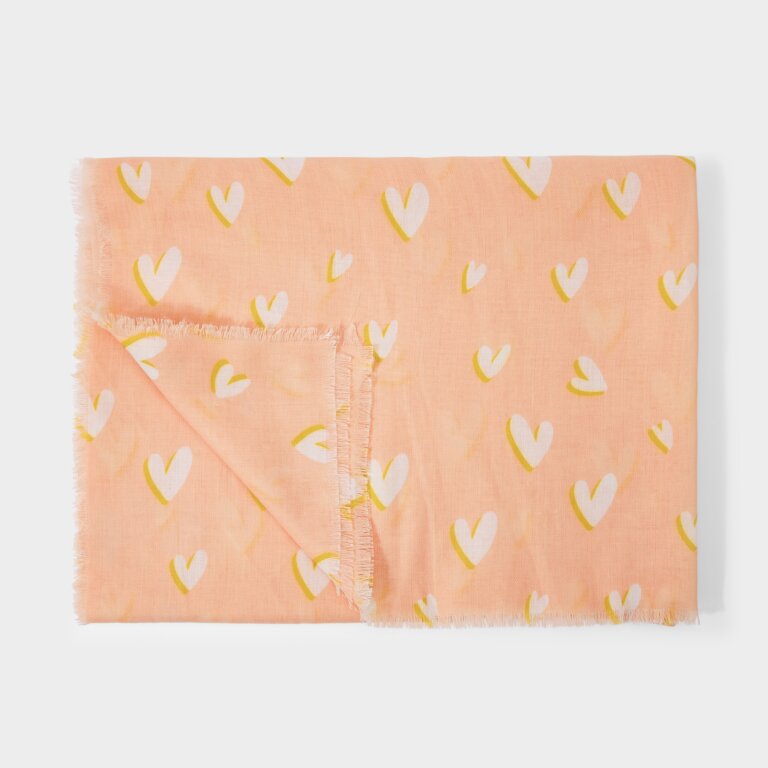 HEART PRINT PINK & OCHRE SCARF