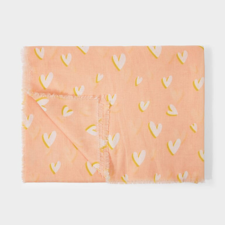 HEART PRINT PINK & OCHRE SCARF