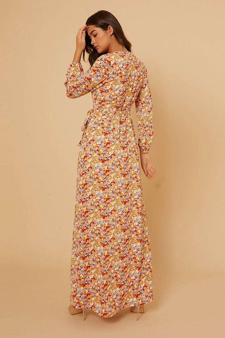 PRINTED WRAP MAXI DRESS