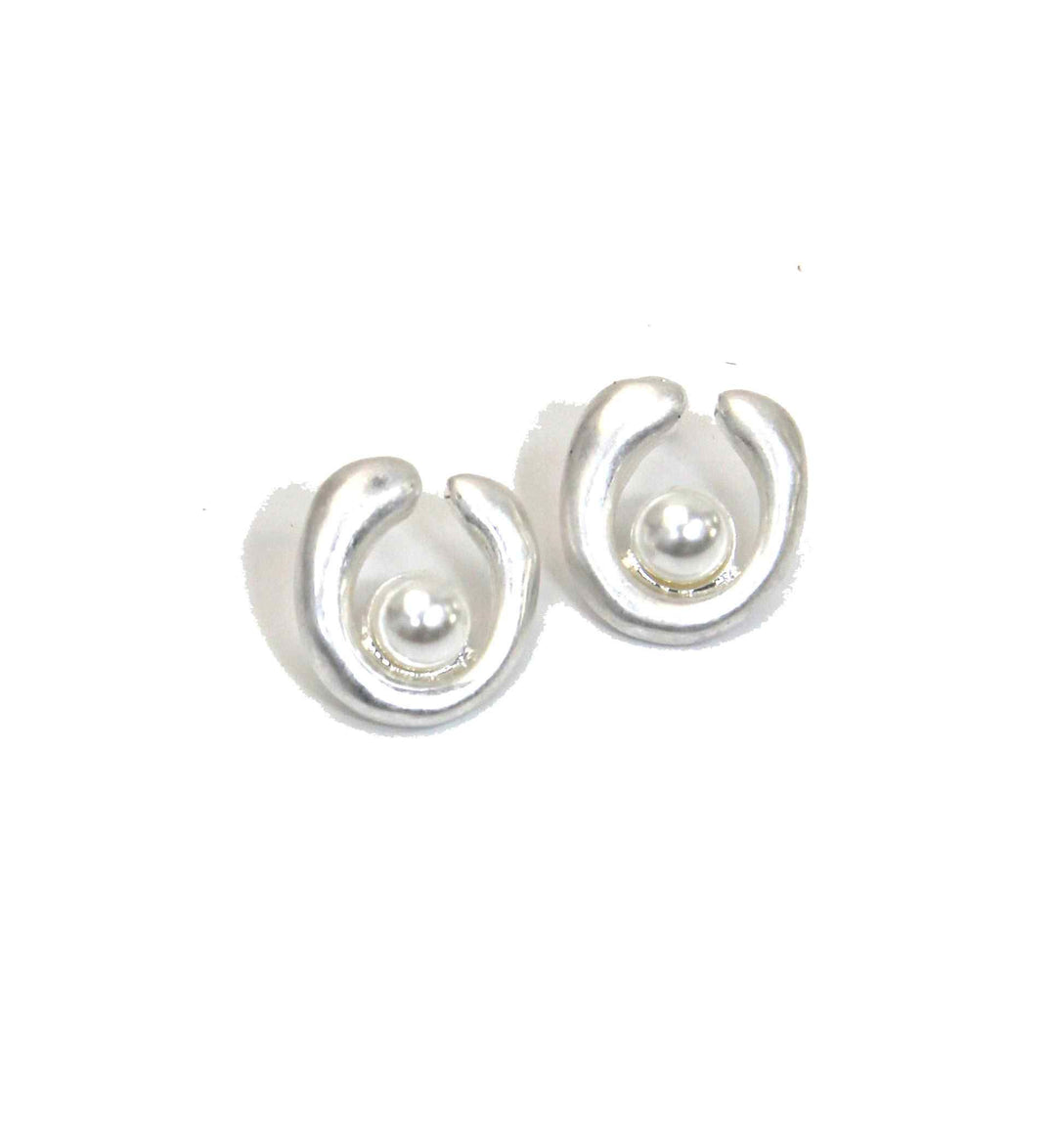 SILVER AND PEARL STONE EARRINGS